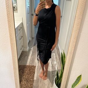 Rick Owens Black Draped Midi Dress